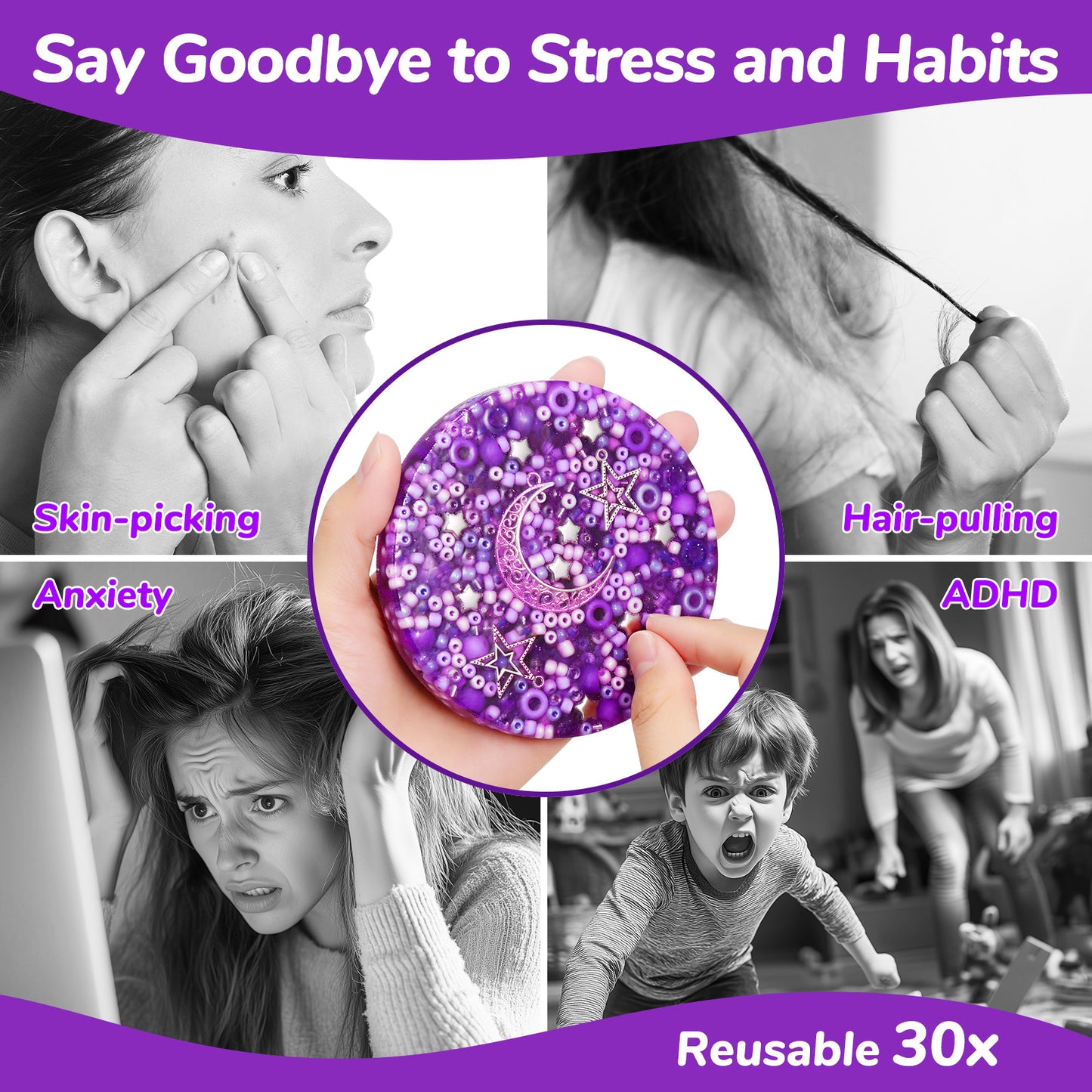 Reusable Picky Fidget Pad, Skin Picking Fidget Toys, Remeltable Picking Pad, Sensory Pick Pad, Valentine Gift for Adults with Anxiety, ADHD, Trichotillomania or Dermatillomania